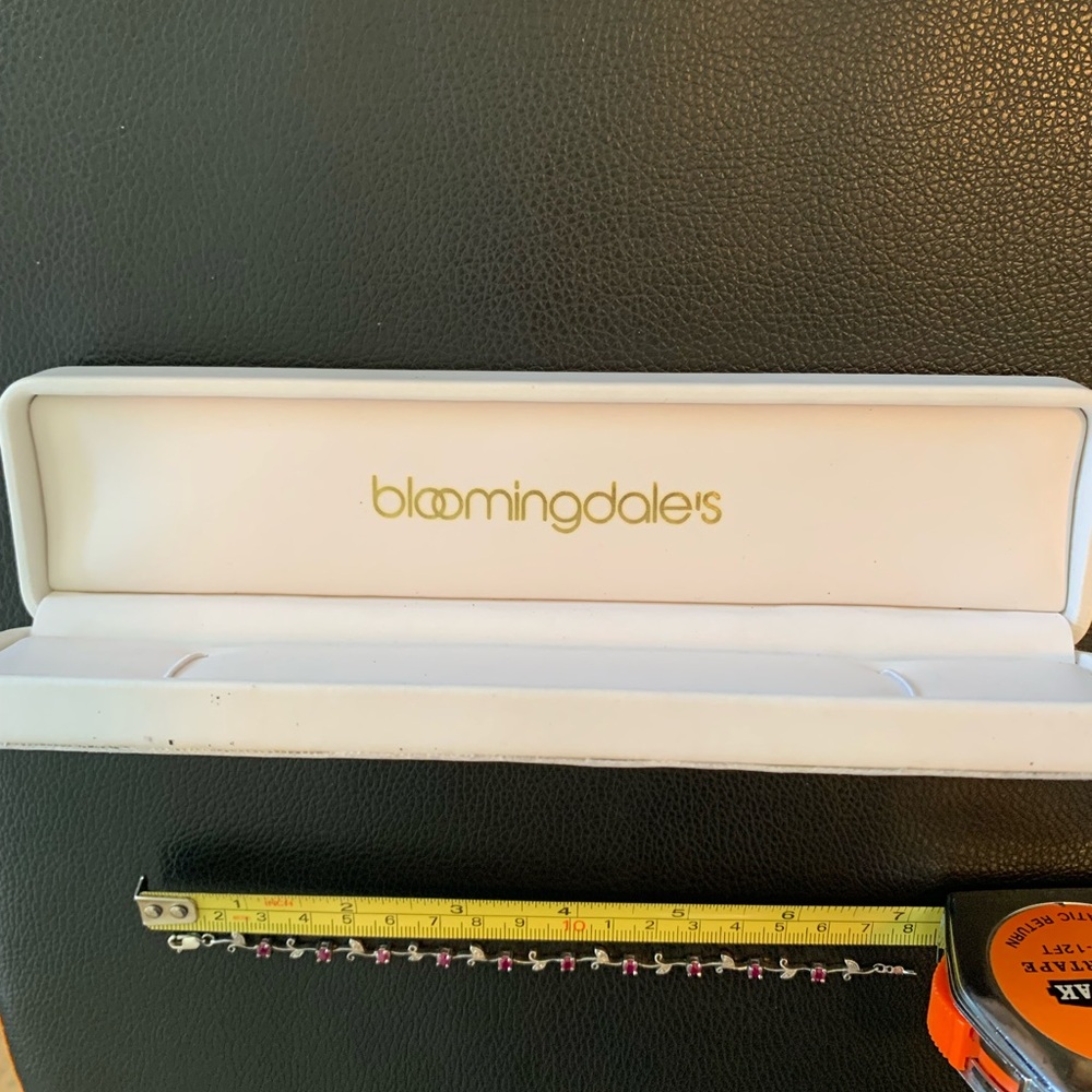 Bloomingdale’s Ruby Diamond Tennis Bracelet. 14K White Gold. - Picture 5 of 6